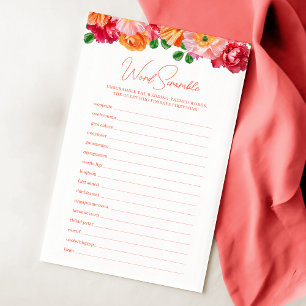 Papier Jeu de course de mots floraux orange et rose
