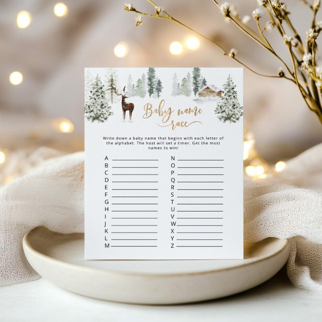 Papier Jeu de course de nom de bébé de cerf de forêt d'hi (Créateur téléchargé)