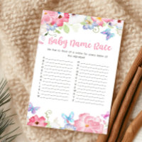Jeu de course pour le nom de bébé Papillon Floral