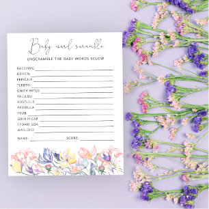 Papier Jeu de désordre de mots Fleurs sauvages Baby Showe