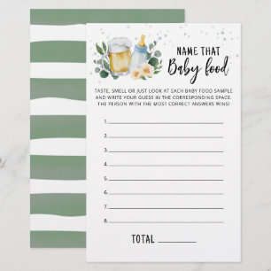 Papier Jeu de devinette de nourriture pour bébé Greenery