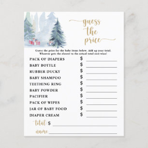Papier Jeu de devinette de prix Baby Shower Bleu Hiver