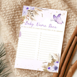 Papier Jeu de devinette du nom de bébé Shower papillon fl