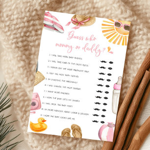 Papier Jeu de devinette Maman ou Papa Pink Splish Splash