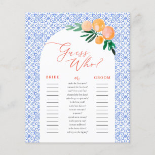 Papier Jeu de devinette Orange Spritz pour enterrement de