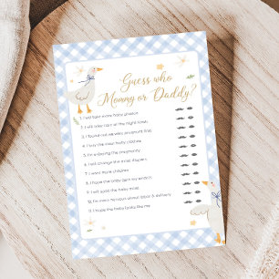 Papier Jeu de devinette pour Baby Shower Bébé Gingham Sil