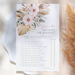 Papier Jeu de devinette pour Baby Shower Herbe des Pampas