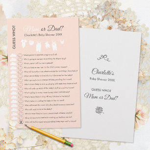 Papier Jeu de devinette pour Baby Shower minimaliste coul