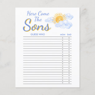 Papier Jeu de devinette pour jumeaux garçons Baby Shower