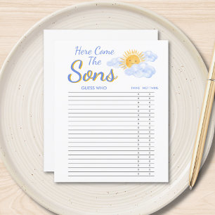 Papier Jeu de devinette pour jumeaux garçons Baby Shower
