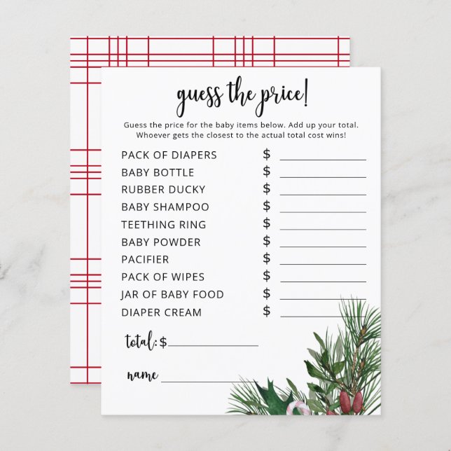 Papier Jeu de devis de prix à feuillage persistant (Devant / Derrière)