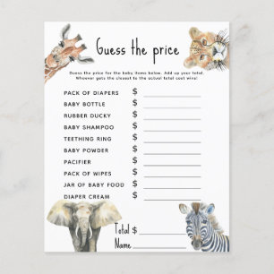 Papier Jeu de devis - safari baby shower activité