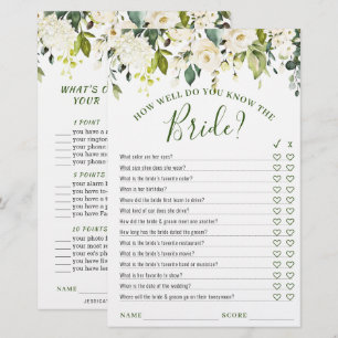 Papier Jeu de double face de mariage floral blanc ivoire