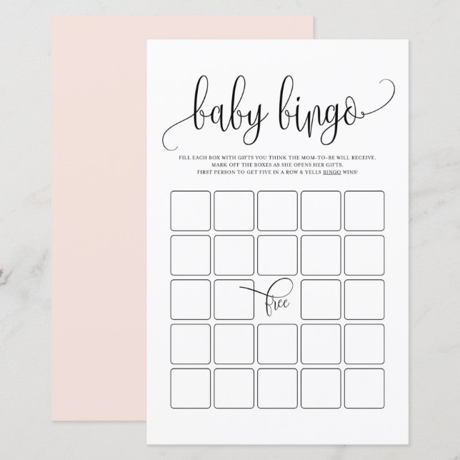 Papier Jeu de douche Bingo Bingo Black Script (Devant / Derrière)