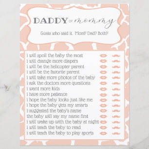 Papier Jeu de douche de bébé girafe rose Qui a dit