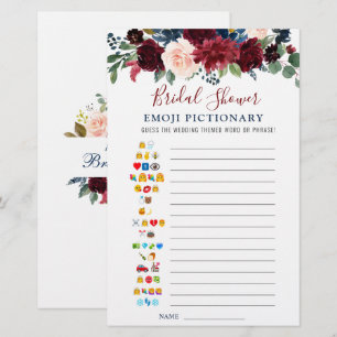 Papier Jeu de douche de mariée Fleur de rousse Navy Burgu