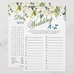 Papier Jeu de douche de mariée floral Roses blanches DOUB