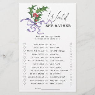 Papier Jeu de douche nuptiale d'hiver préféré