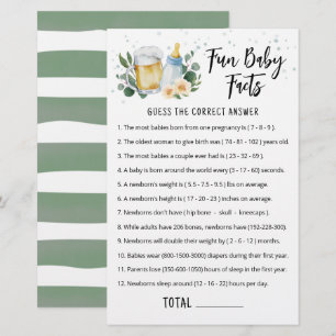 Papier Jeu de Faits Amusants sur Bébé Greenery Baby Is Br