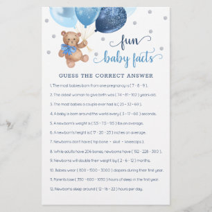 Papier Jeu de Faits Amusants sur Bébé Ours en Peluche Bab