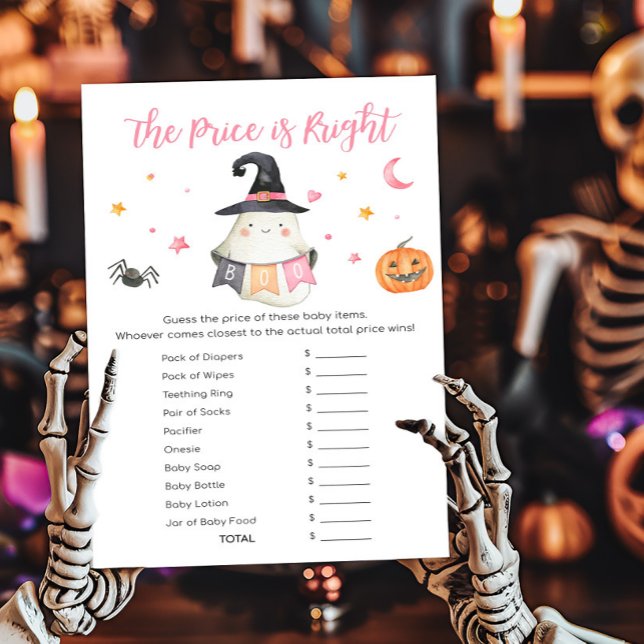 Papier Jeu de fantôme rose Little Boo The Price is Right (Little Boo Baby Shower The Price is Right Game)