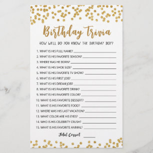 Papier Jeu de fête d'anniversaire modifiable avec anecdot