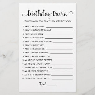 Papier Jeu de fête d'anniversaire modifiable avec anecdot