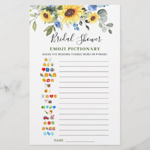 Papier Jeu de Fête de Mariage Élégants Tournesols Eucalyp