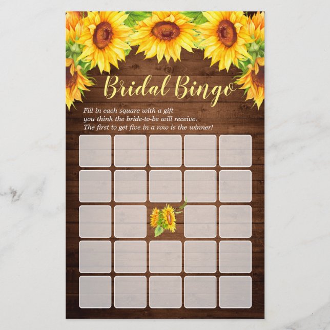Papier Jeu de Fête des mariées à deux côtés de tournesols (Devant)