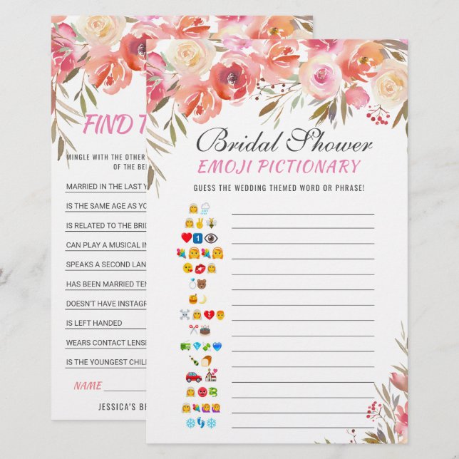 Papier Jeu de Fête des mariées à double face à fleurs dou (Devant / Derrière)