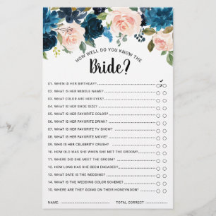 Papier Jeu de Fête des mariées Blush NavyBlue
