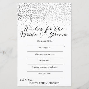 Papier Jeu de Fête des mariées Confetti Argent IMPRIMÉ