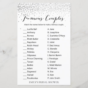 Papier Jeu de Fête des mariées Confetti Argent IMPRIMÉ
