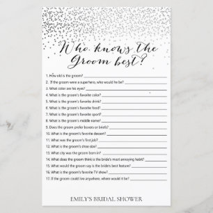 Papier Jeu de Fête des mariées Confetti Argent IMPRIMÉ