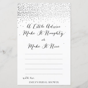 Papier Jeu de Fête des mariées Confetti Argent IMPRIMÉ