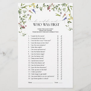 Papier Jeu de Fête des mariées d'aquarelle Fleur sauvage