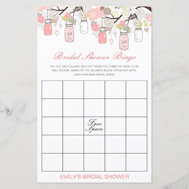 Papier Jeu de Fête des mariées de bingo de marée modifiab (Devant)