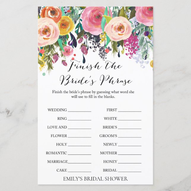 Papier Jeu de Fête des mariées de jardin IMPRIMÉ (Devant)