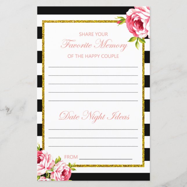 Papier Jeu de Fête des mariées - Mémoire préférée et Nuit (Devant)