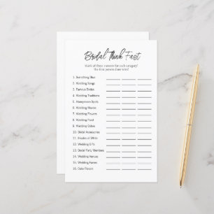 Papier Jeu de Fête des mariées minimaliste "Think Fast"