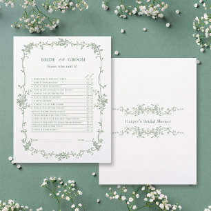 Papier Jeu de Fête des mariées Sage Green 'Bride or Groom