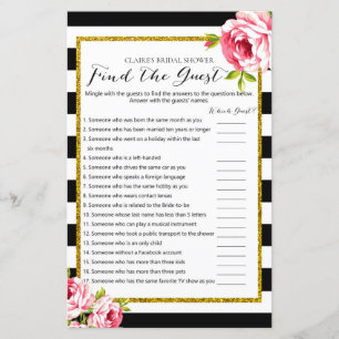 Papier Jeu de Fête des mariées - Trouvez l'invité