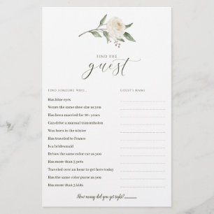 Papier Jeu de Fête des mariées - Trouvez l'invité White F