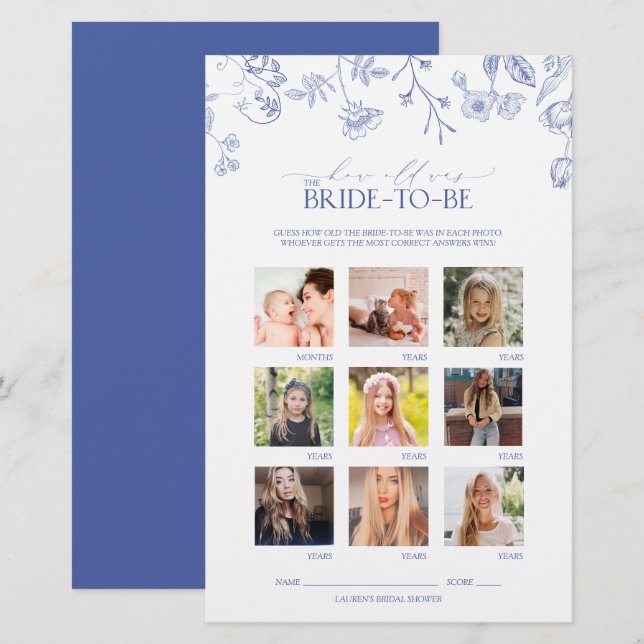 Papier Jeu de Fête des mariées victorienne bleu et blanc (Devant / Derrière)