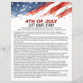 Papier Jeu de fête du 4 juillet Left Right Story