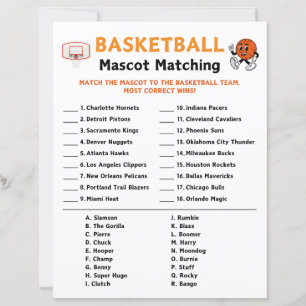 Papier Jeu de jumelage Mascotte de basket
