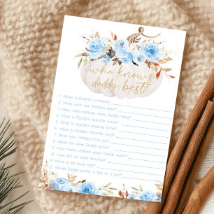 Papier Jeu de la citrouille florale bleue qui connaît le