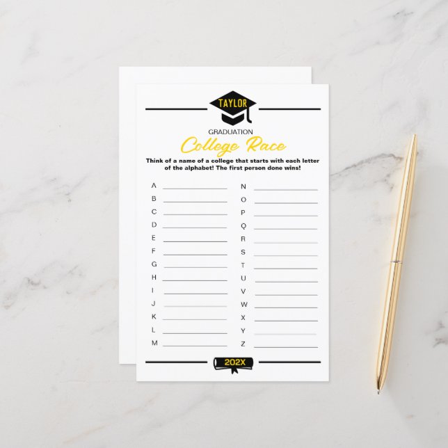 Papier Jeu de la fête de graduation - course de l'univers (Devant/Arrière en situation)