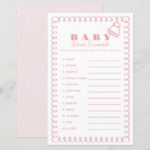 Papier Jeu de lettres mêlées bébé fille bonnet rose dessi