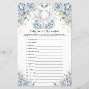 Papier Jeu de lettres mélées pour bébé éléphant garçon bl